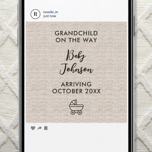 Faire-part Petit-fils numérique en route Linge Luxe Bébé