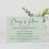 Faire-part Petit Mariage Changement de Plans Vert Sauge (Debout devant)