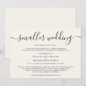 Faire-part Petit Script de Mariage Réduit Crème (Devant / Derrière)