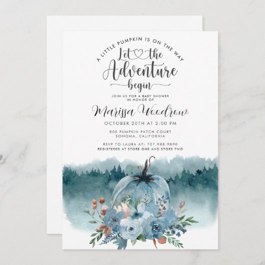 Faire-part Petite aventure Citrouille commence la grossesse (Devant / Derrière)