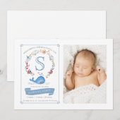 Faire-part Petite Baleine Mignonne | Annonce de Naissance (Devant / Derrière)