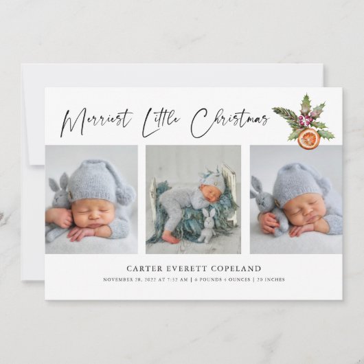 Faire-part Petite Naissance Multi Photo De Noël (Devant)