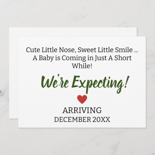 Faire-part Petite Nez mignonne, Grossesse douce petit sourire (Devant / Derrière)