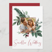 Faire-part Petite photo de mariage Noël verdure (Devant / Derrière)