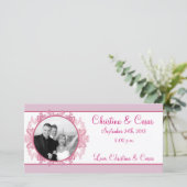 faire-part photo 4x8 Fiançailles rose/violet (Debout devant)