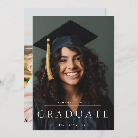 Faire-part photo à fond moderne formelle Université (Devant / Derrière)