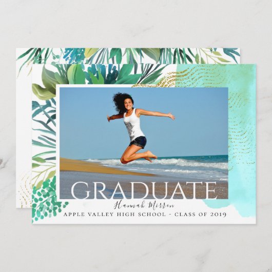 Faire-part photo Abstrait Tropical Graduation (Devant / Derrière)