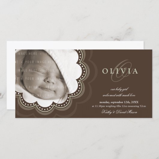 Faire-part PHOTO ANNONCES DE NAISSANCE :: fleur douce 5L (Devant / Derrière)