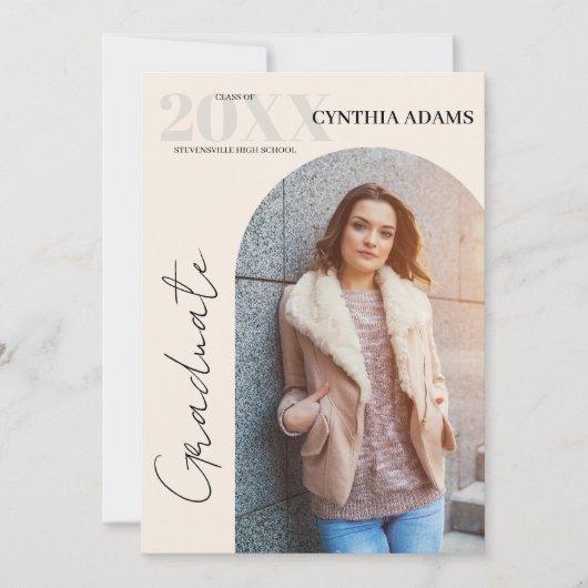 Faire-part Photo Arc Moderne Simple Peinture Beige (Devant)