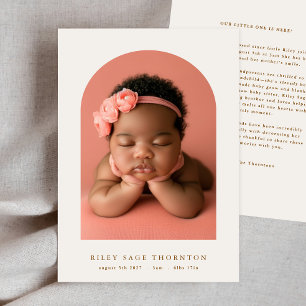 Faire-part photo arche personnalisée simple élégant bébé nais
