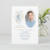 Faire-part photo avec bouquet d'herbes (Debout devant)