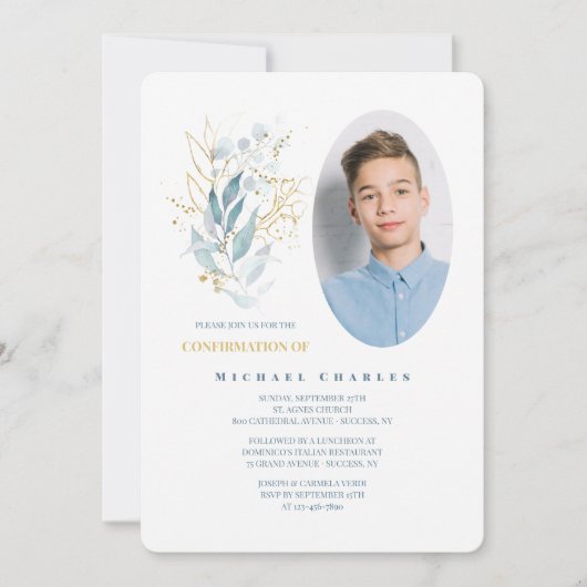 Faire-part photo avec bouquet d'herbes (Devant)