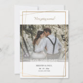 Faire part photo avec cadre doré Save the Date (Devant)