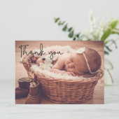 Faire-part Photo Baby Girl Modern Merci (Debout devant)