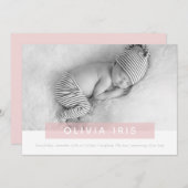 Faire-part PHOTO BÉBÉ MODERNE simple recouvrement de panneau (Devant / Derrière)