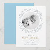 Faire-part Photo Bébé simple Botanique Garland Boy Birth (Devant / Derrière)