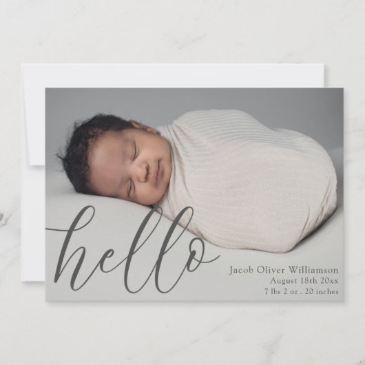 Faire-part photo bébé simple et moderne (Devant)