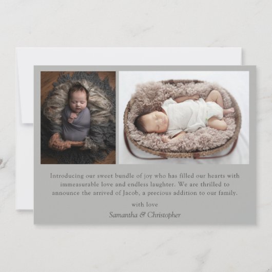 Faire-part photo bébé simple et moderne (Dos)