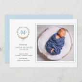 Faire-part Photo bébé Verdure monogrammed (Devant / Derrière)