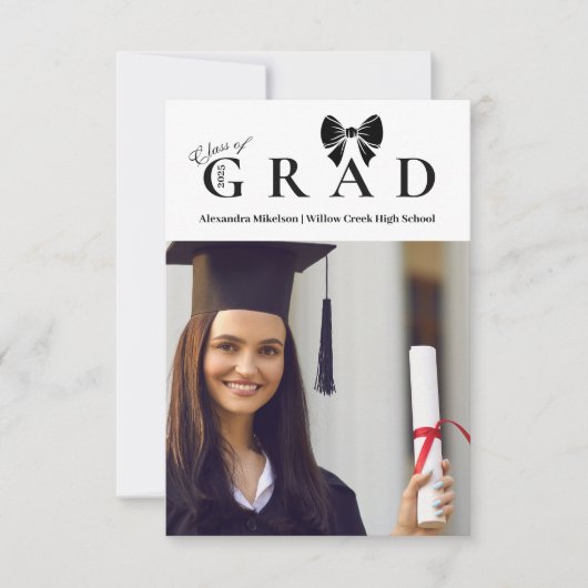 Faire-part Photo Black Bow Graduation (Devant)
