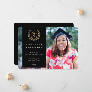 Faire-part Photo Black + Gold Doctor of Osteopathic Medicine