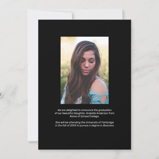Faire-part Photo Black Gold Graduation (Dos)
