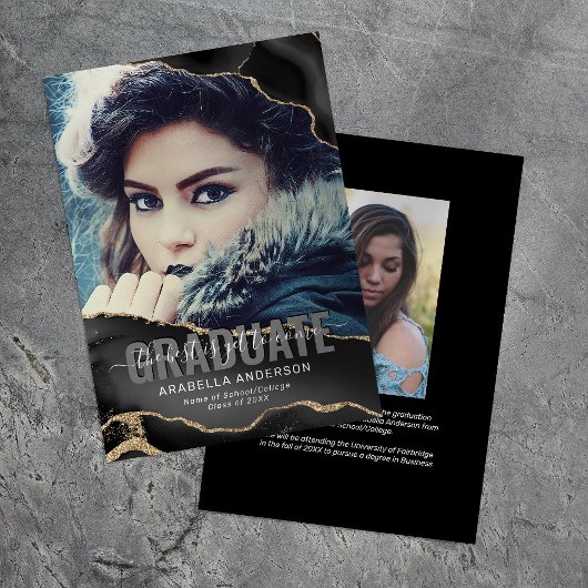 Faire-part Photo Black Gold Graduation