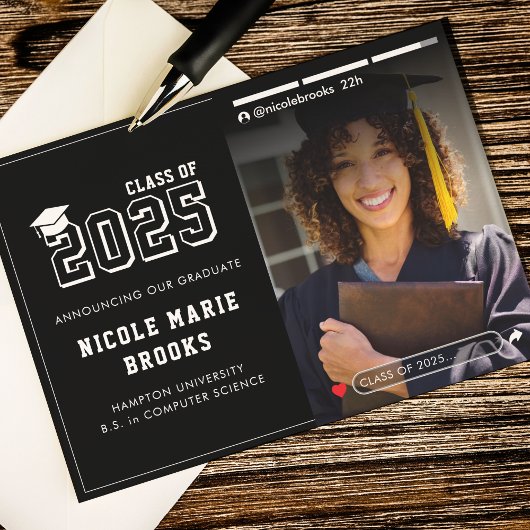 Faire-part Photo Black Graduation sur les médias sociaux