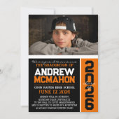 Faire-part photo Black & Orange Graduation (Devant)