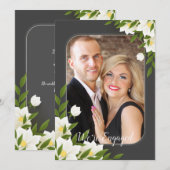 Faire-part photo blanc et gris ou invitation (Devant / Derrière)