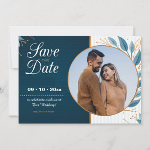 Faire-part photo bleu de mise en garde de date