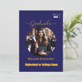 Faire-part Photo Bleu Élégant Diplômé Espagnol (Debout devant)