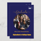 Faire-part Photo Bleu Élégant Diplômé Espagnol (Devant / Derrière)