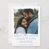 Faire-part Photo Bleu Jagged Frame Enregistrer La Date Annonc (Devant)