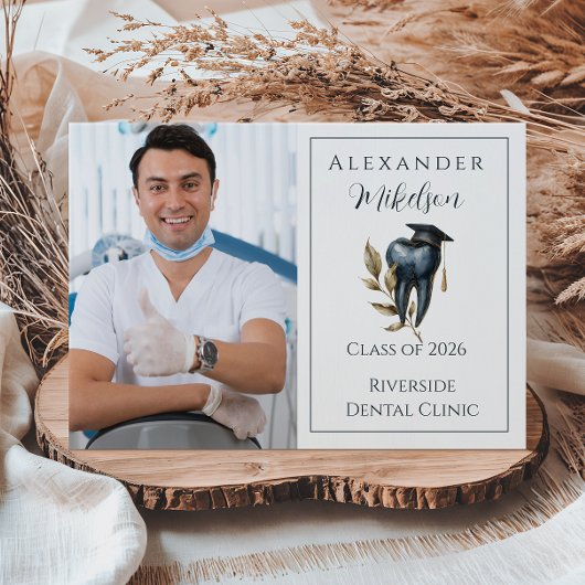 Faire-part Photo Blue Laurel Tooth Graduation Party