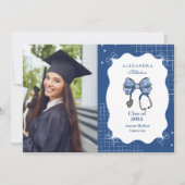 Faire-part Photo Blue Toile Bow Nurse School Grad (Devant)