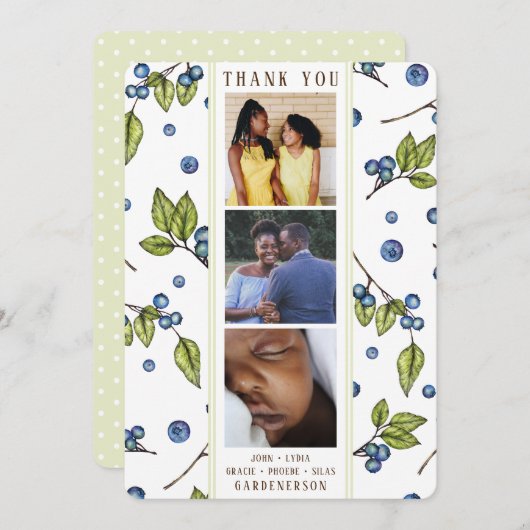 Faire-part photo Blueberry Merci (Devant / Derrière)