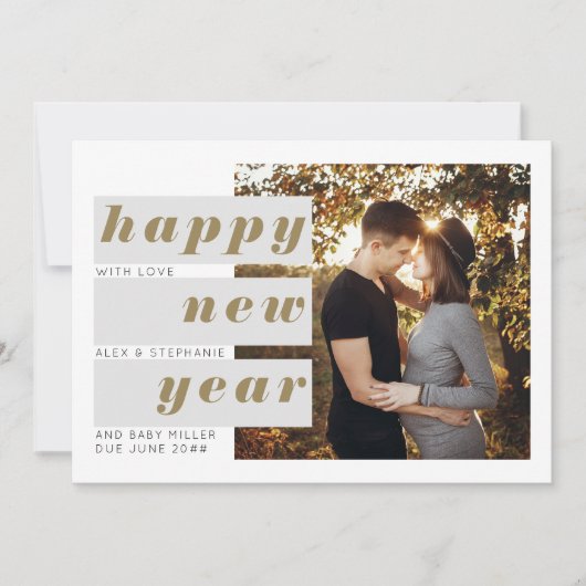 Faire-part Photo Bold Bloc Texte Chevauchement Nouvel An Gros (Devant)