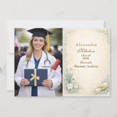 Faire-part Photo Botanical White Coat Dentist Graduation (Devant)