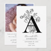 Faire-part Photo Botanique Floral Lettre Monogramme A Ann de  (Devant / Derrière)