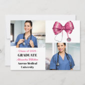 Faire-part Photo Bow Stethoscope Nurse School Graduate (Devant)