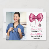 Faire-part Photo Bow Stethoscope Nurse School Graduate (Devant)