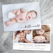 Faire-part Photo Calligraphie Hello World Birth