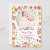 Faire-part Photo circulaire Aquarelle florale Naissance (Devant)