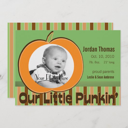 Faire-part photo citrouille (Devant / Derrière)