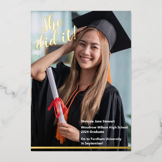 Faire-part photo classique pour diplômés (Recto)