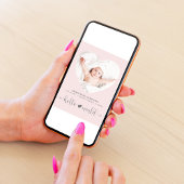 Faire-part Photo Coeur Naissance d'une fille rose