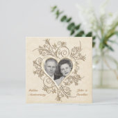 Faire-part photo Cœur Or 50e Anniversaire (Debout devant)