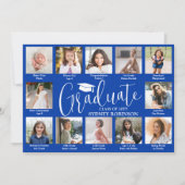 Faire-part Photo Collage & Captions Royal Blue Graduation (Devant)