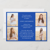 Faire-part Photo Collage & Captions Royal Blue Graduation (Dos)